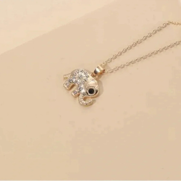 Gold Rhinestone Elephant Necklace - Picture 4 of 4